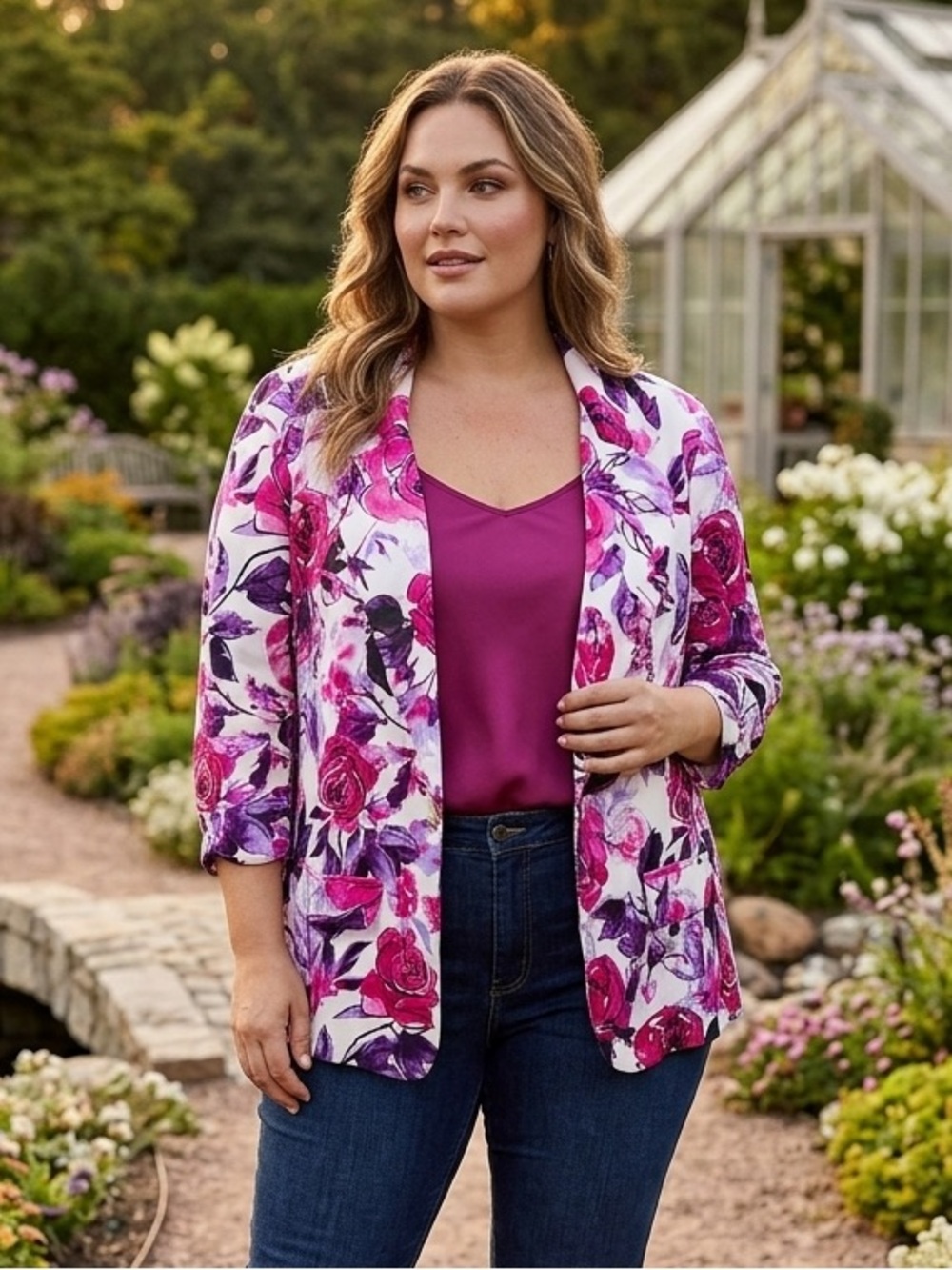 Sabrina's Pink & Purple Floral Blazer Jacket